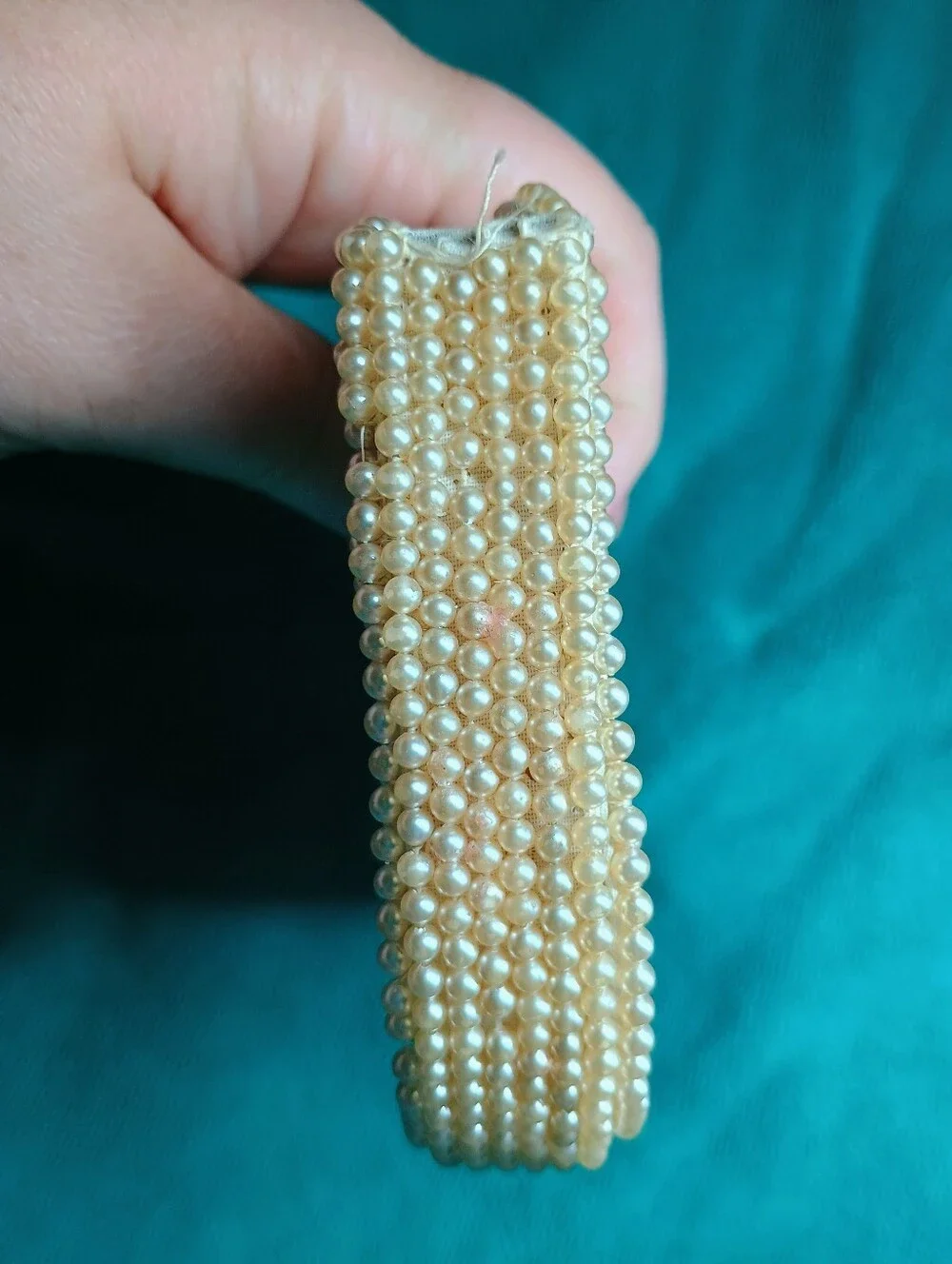 Vintage Faux-pearl Beaded Evening Clutch 1940-50's Era